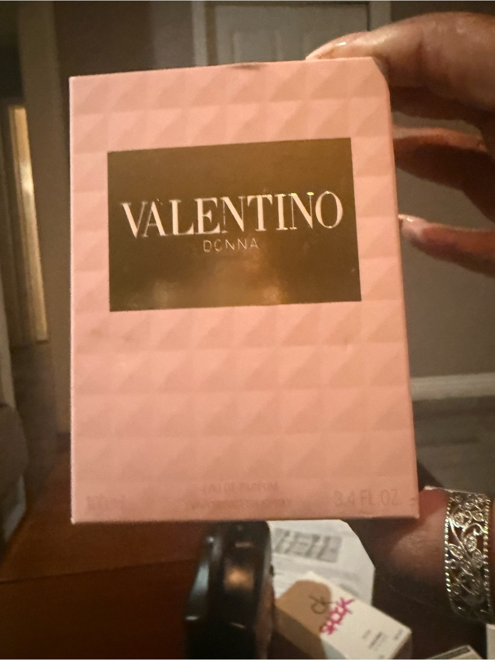 Valentino Donna Boxed Fragrance in Light Pink with Gold Logo
